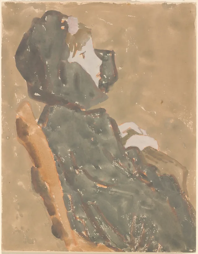 Fillette assise dans une cape à haut col, Gwen John
