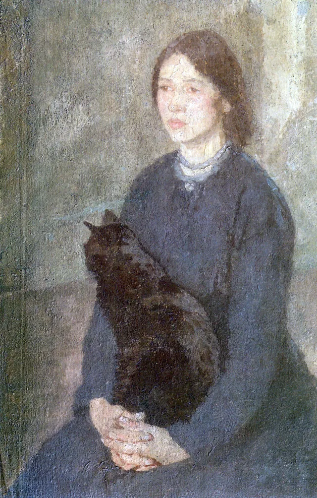 Jeune femme tenant un chat noir, Gwen John