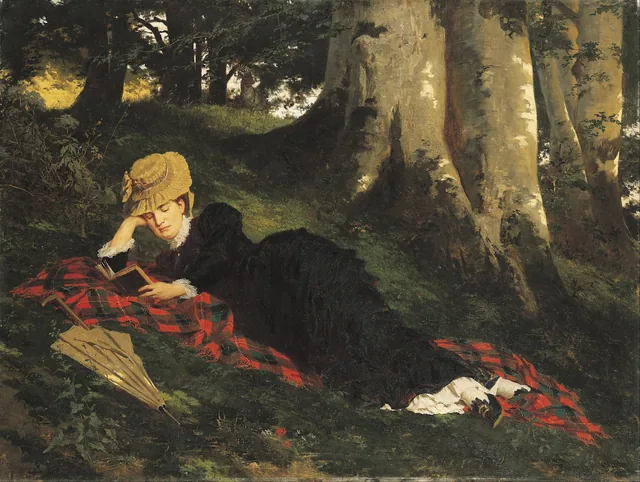 Woman reading in the Forest