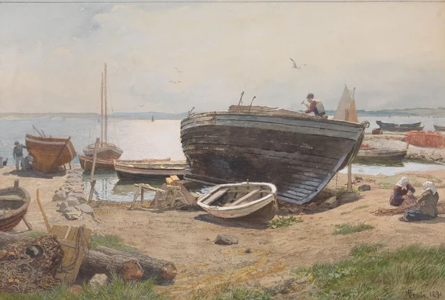 Un puerto en el mar Báltico, Hans Gude