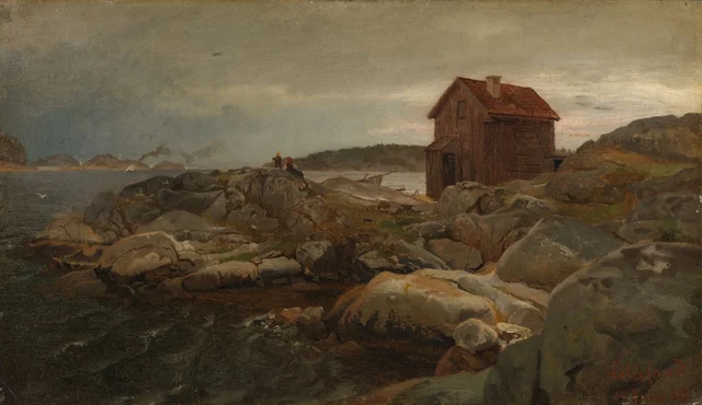 Una casa de pescadores, Lillesand, Hans Gude