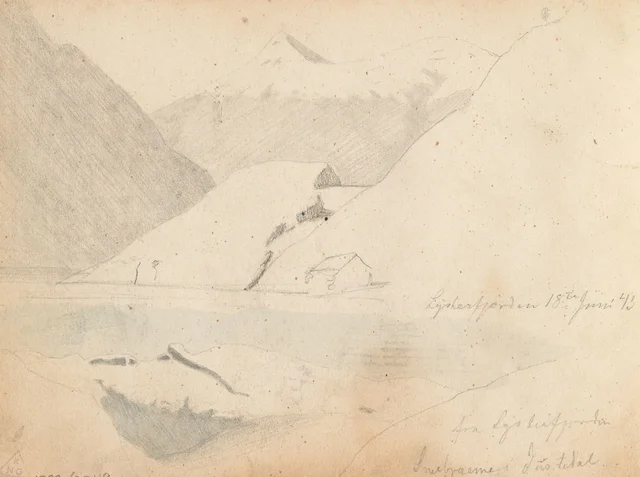 Vista del Lustrafjord; el Jostedalsbreen visto desde el Lustrafjord