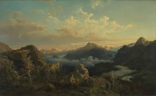 Alta montaña al amanecer