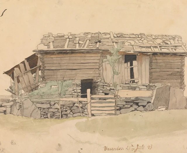 Granero y valla, Vassenden, Hans Gude