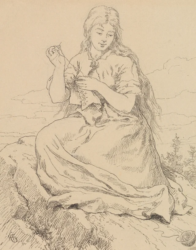 «Pásame ese ovillo de lana», dijo ella, Hans Gude