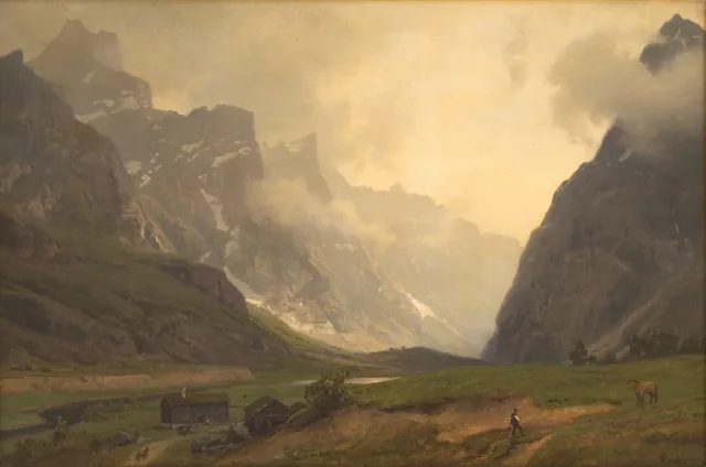 Os picos dos Trolls no Romsdal: o pé do Romsdalshorn à direita, Hans Gude