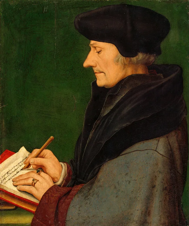Erasmo de Róterdam escribiendo, Hans Holbein el Joven