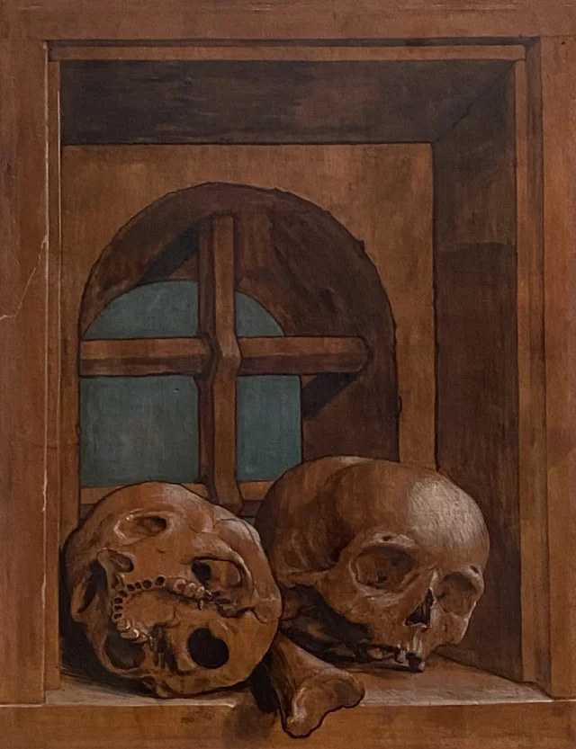 Dos cráneos en un hueco de ventana, Hans Holbein el Joven