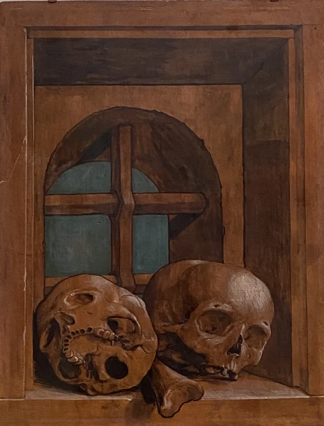 Dois crânios num nicho de janela, Hans Holbein, o Jovem