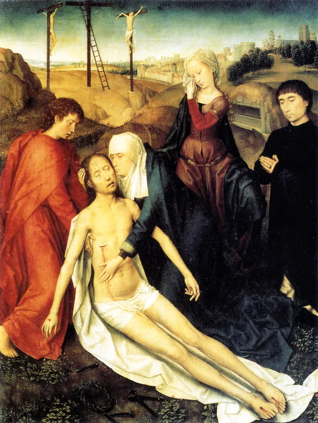 Lamentação sobre o corpo de Cristo com um doador