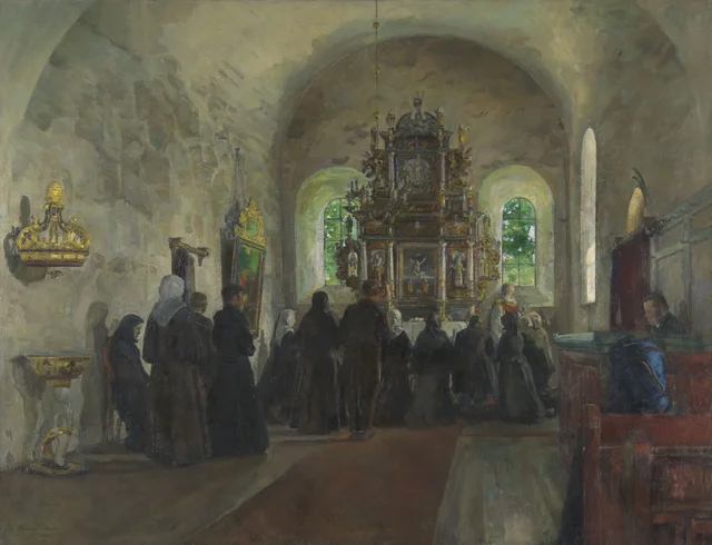 Comunhão na igreja de Stange, Harriet Backer