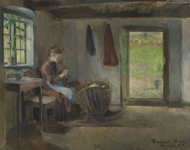 Interior de fazenda, Skotta, Bærum, Harriet Backer