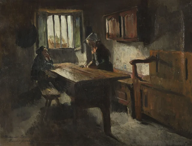 Interior camponês em Rochefort-en-Terre, Bretanha, Harriet Backer