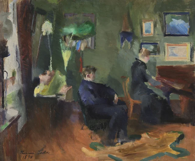 Música, interior de Kristiania, Harriet Backer