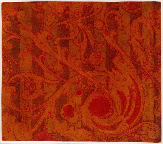 Motivo de arabescos para tecido, para Sefton Fabrics, Belfast, Harry Clarke