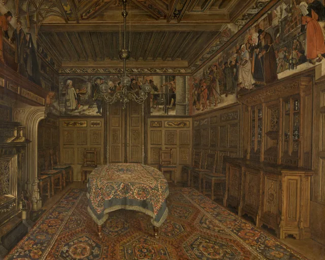 A sala de jantar na residência do artista Henri Leys, Henri de Braekeleer