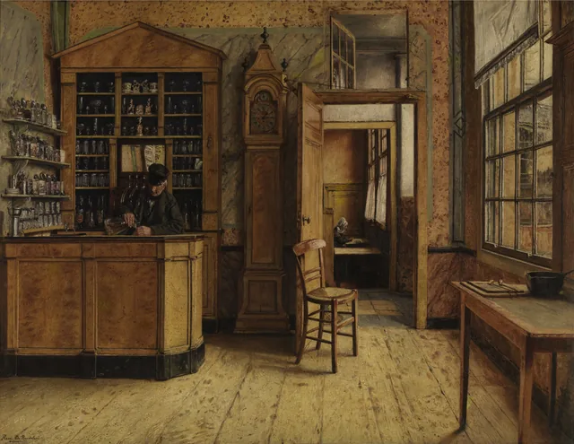 A antiga hospedaria "A casa dos pilotos" em Antuérpia, Henri de Braekeleer