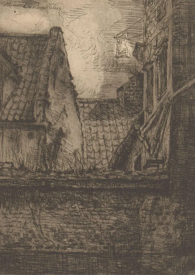 Vista sobre fachadas y tejados, Henri de Braekeleer