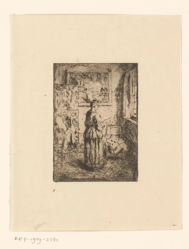 Interior com uma jovem lendo uma carta, Henri de Braekeleer