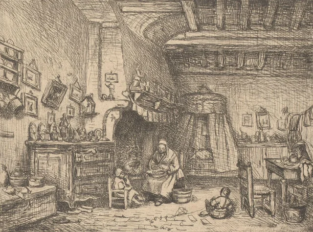Interior with a Woman and Two Children