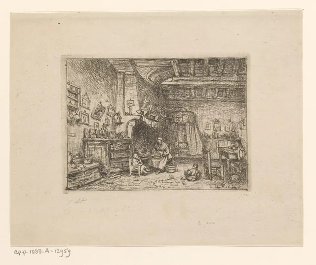 Interior with a Woman and Two Children, Henri de Braekeleer