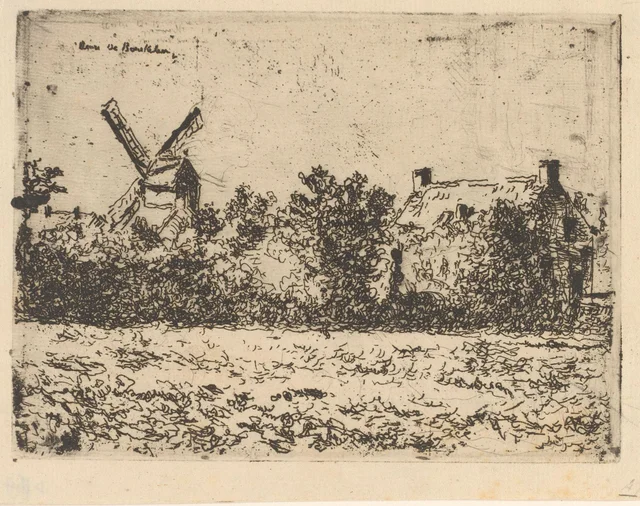 Paisagem com um moinho e uma casa
