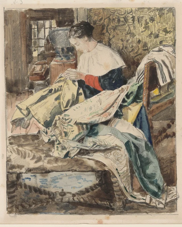 Mulher costurando, Henri de Braekeleer