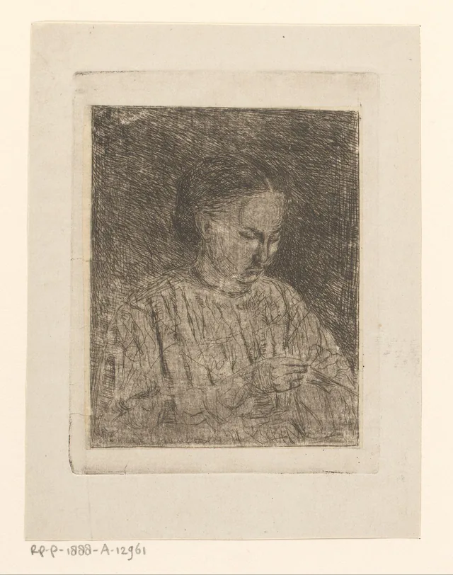 Retrato de Marie de Braekeleer com seu tricô