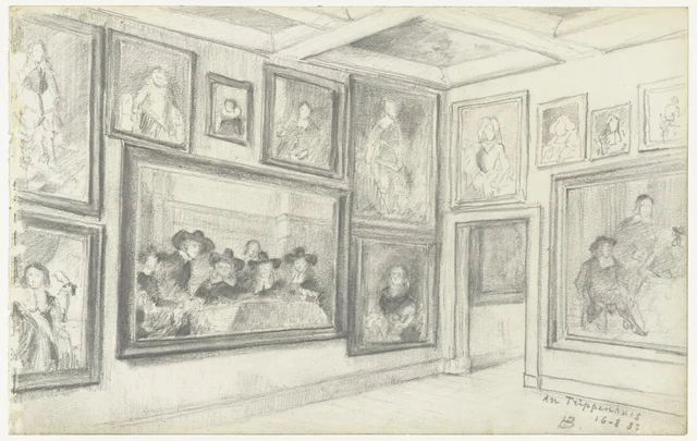 Sala do Trippenhuis com quadros, Henri de Braekeleer