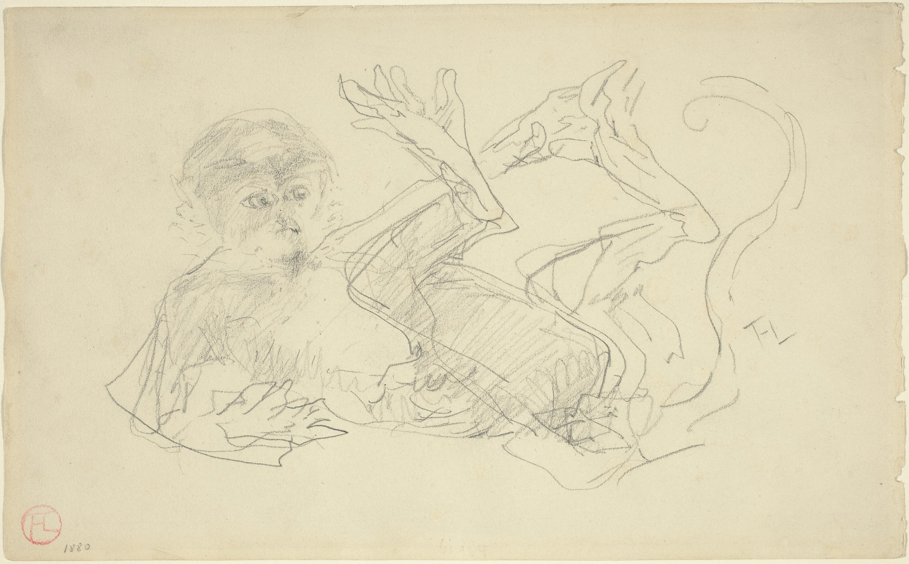 A Monkey Playing on His Back, Henri de Toulouse-Lautrec