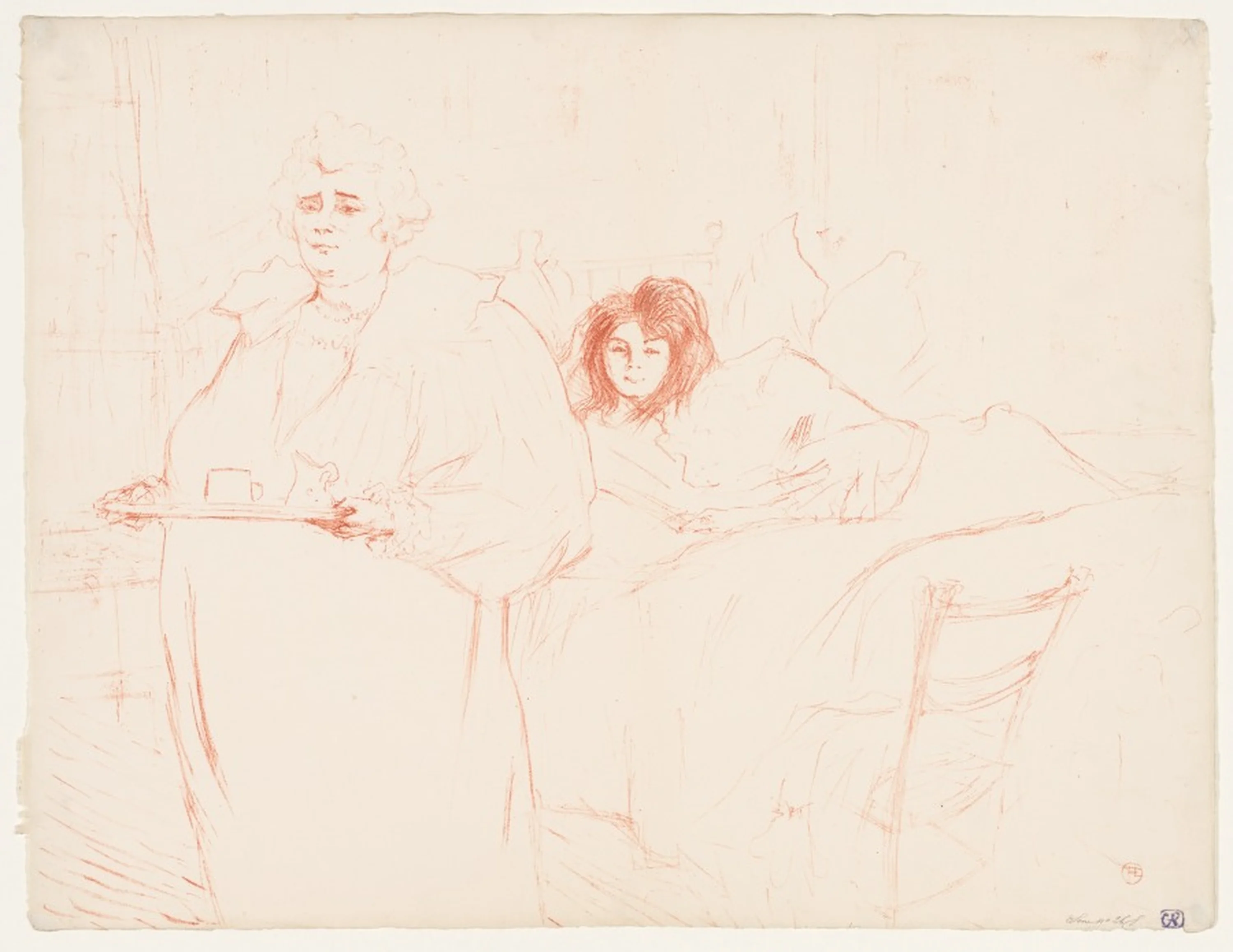 Elles: Woman Carrying a Tray, Mme. Baron and Mlle. Popo, Henri de Toulouse-Lautrec