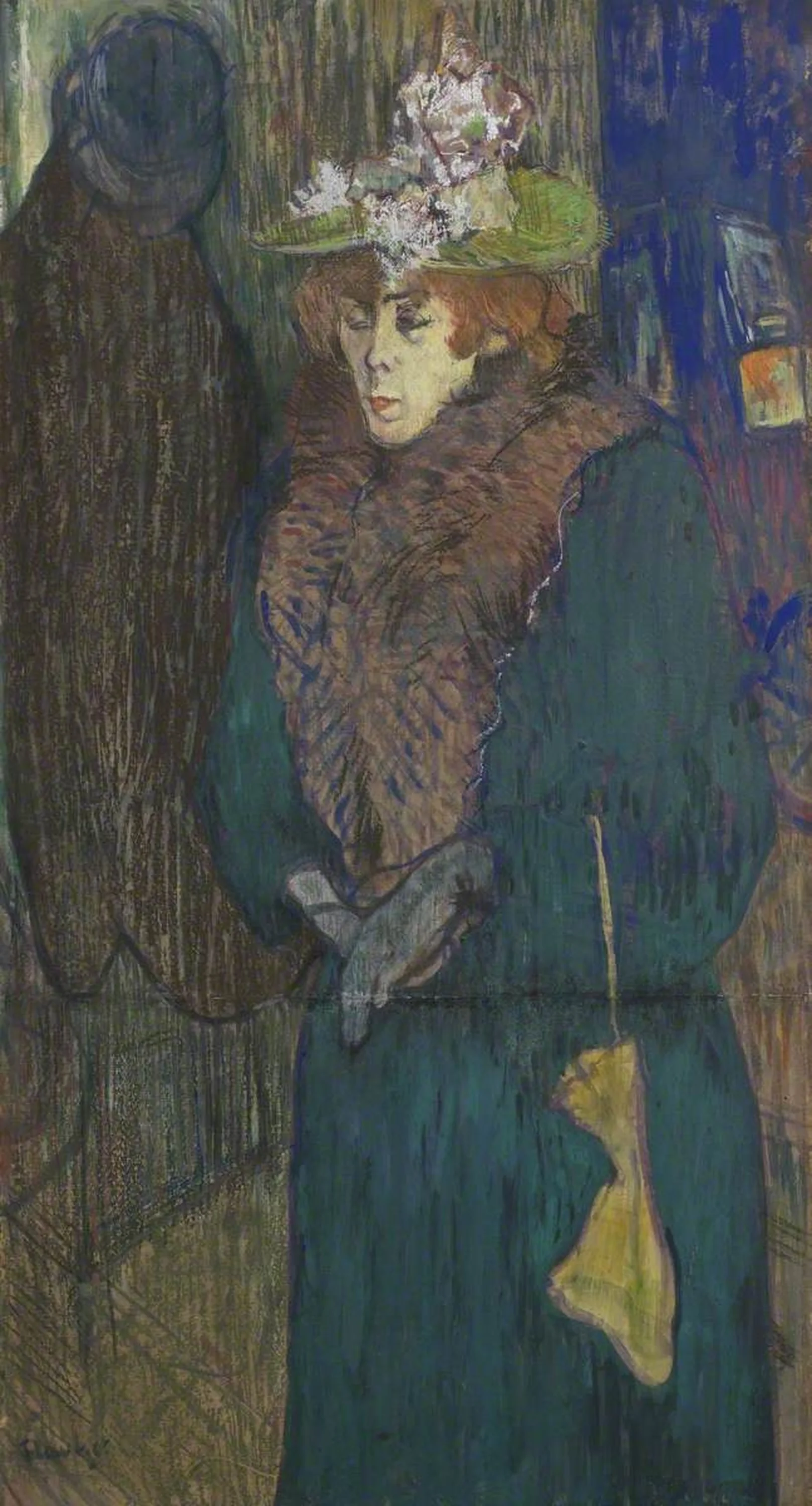 Jane Avril in the Entrance to the Moulin Rouge, Putting on her Gloves, Henri de Toulouse-Lautrec