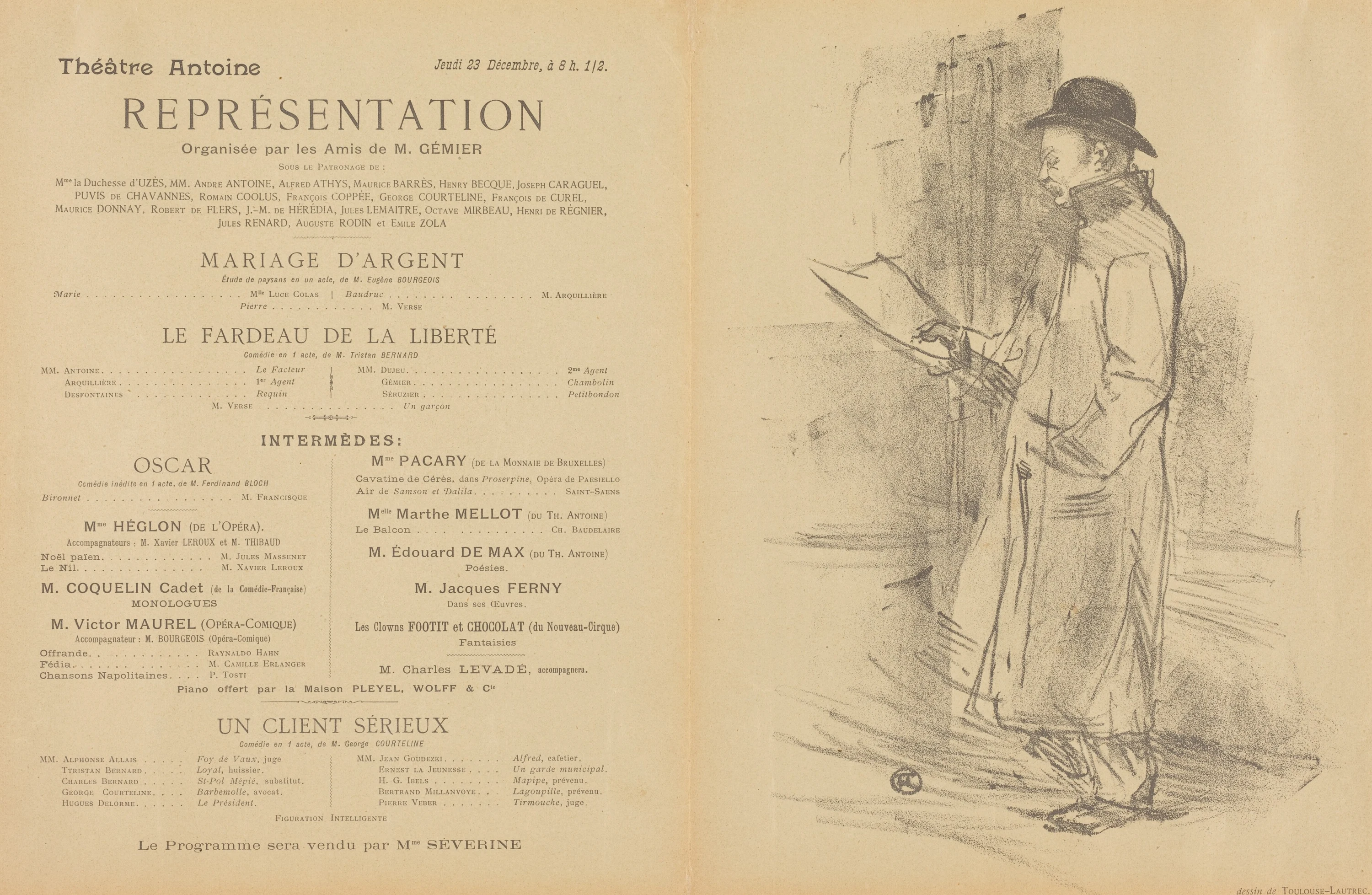 Mariage d'argent; Le Fardeau de la liberté; Un Client sérieux [recto], Henri de Toulouse-Lautrec