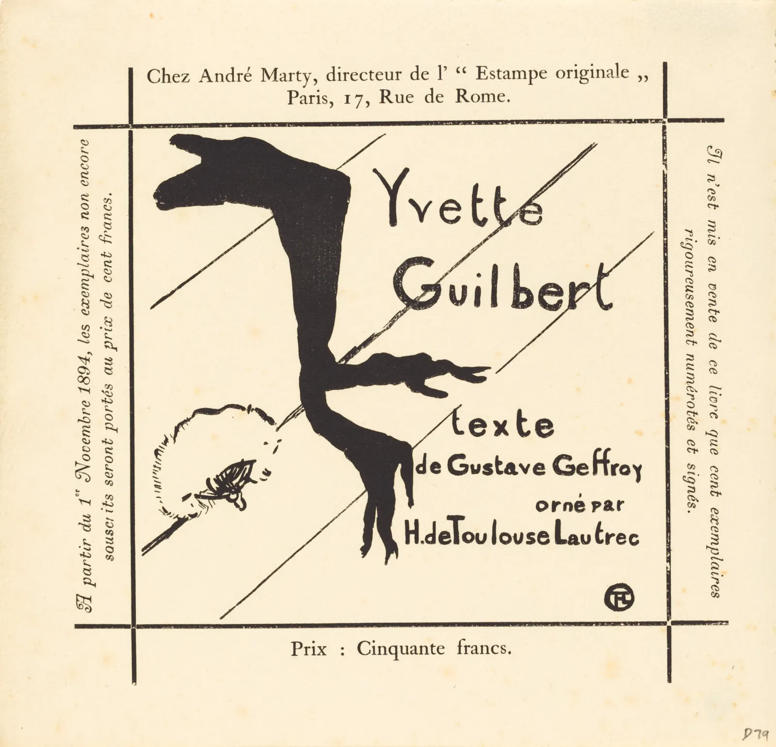Advertisement for the Album "Yvette Guilbert", Henri de Toulouse-Lautrec