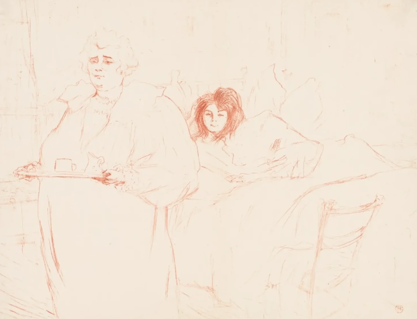 Elles: Woman Carrying a Tray, Mme. Baron and Mlle. Popo, Henri de Toulouse-Lautrec
