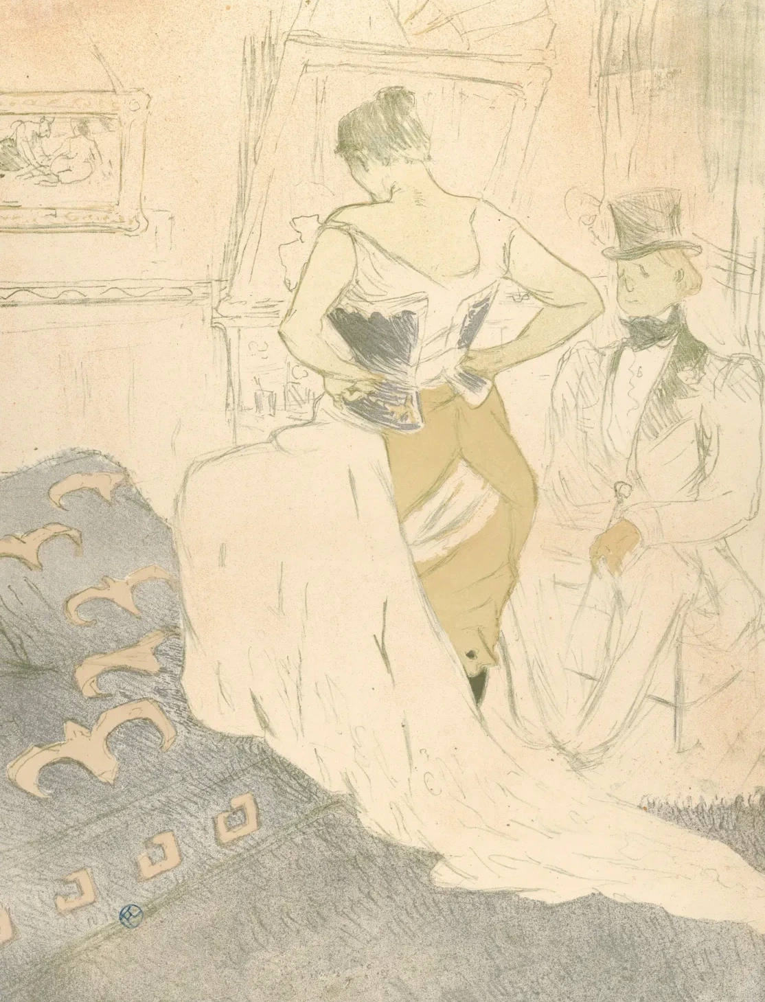Fastening a Corset, from "Elles", Henri de Toulouse-Lautrec