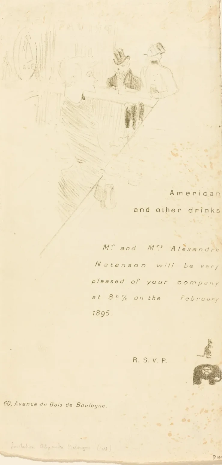 Mr. and Mrs. Alexandre Natanson Invitation, Henri de Toulouse-Lautrec