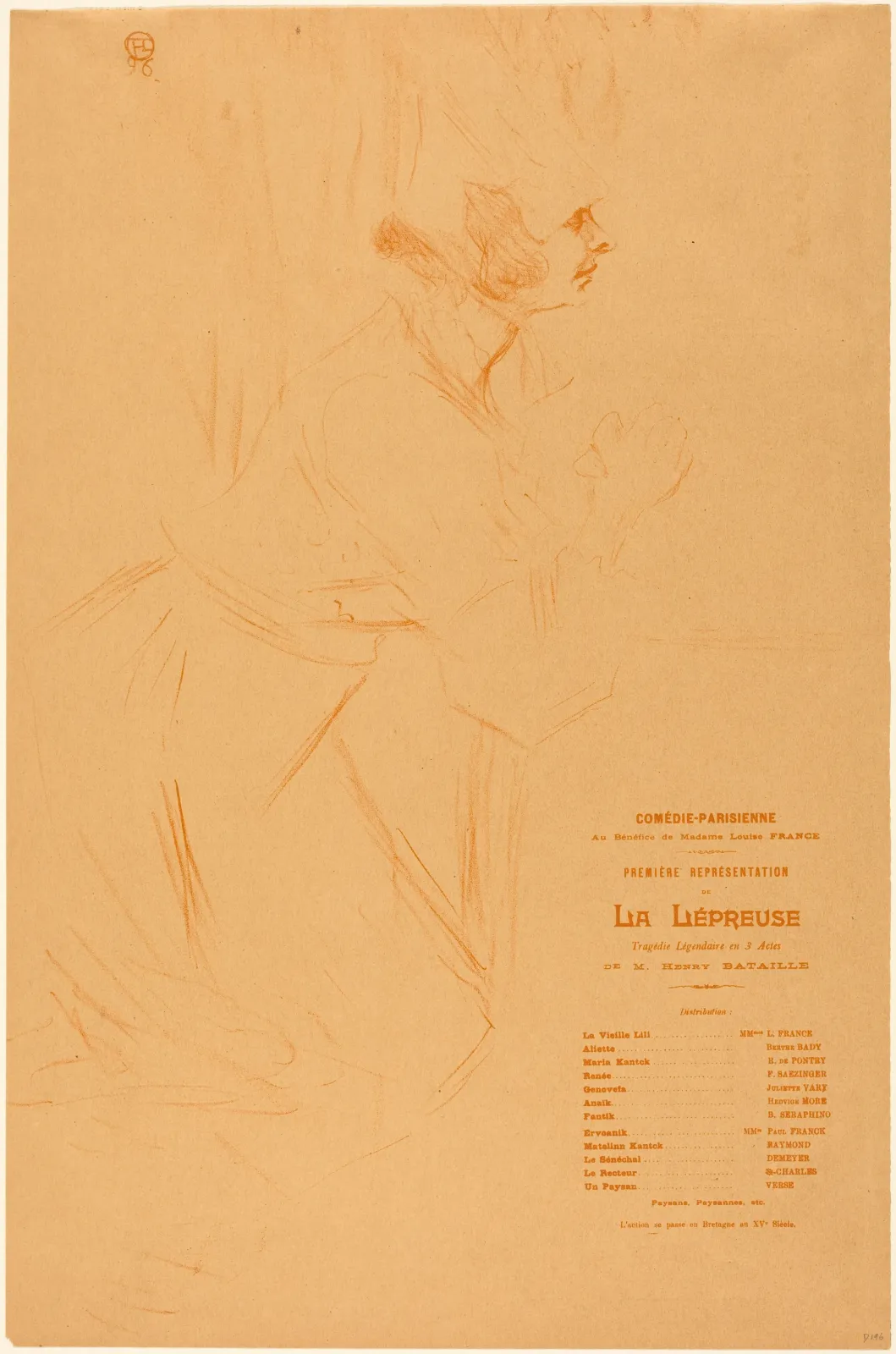 Program for "La lepreuse" (Programme pour "La lépreuse"), Henri de Toulouse-Lautrec
