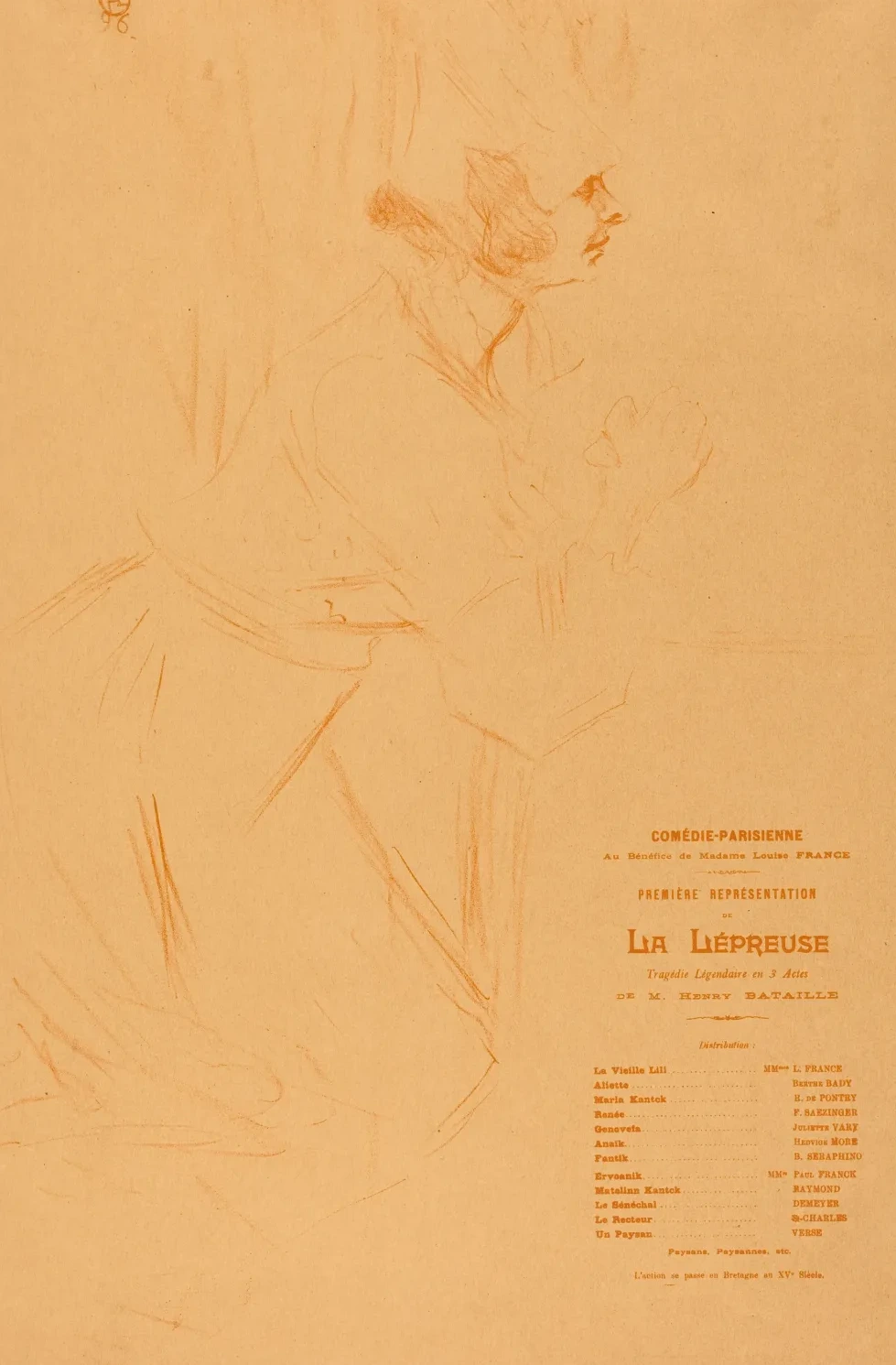 Program for "La lepreuse" (Programme pour "La lépreuse"), Henri de Toulouse-Lautrec