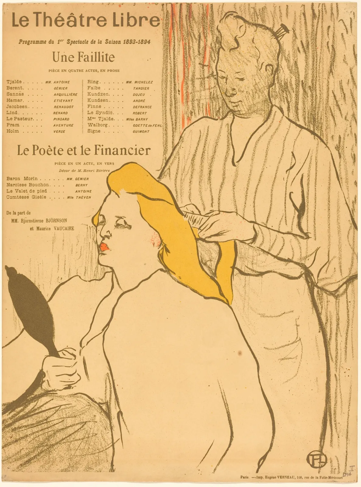 The Hairdresser - Program for the Theatre-Libre (Le coiffeur - Programme du Théatre-Libre), Henri de Toulouse-Lautrec