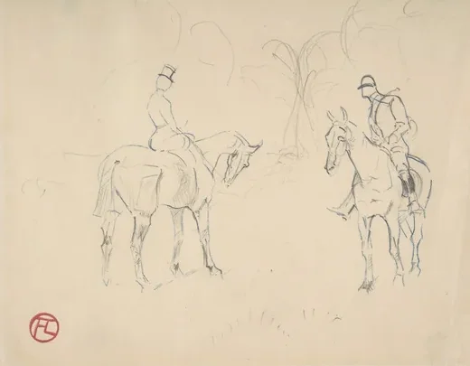 A Woman and a Man on Horseback
