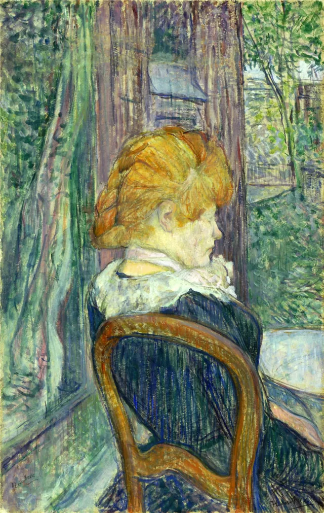 A Woman Seated in a Garden, Henri de Toulouse-Lautrec