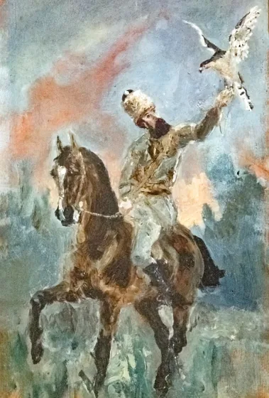 Alphonse de Toulouse-Lautrec en fauconnier