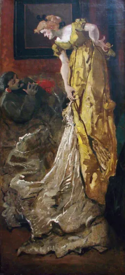 Dans l'atelier la pose du modèle (d'après l'Atelier d'Alfred Stevens)