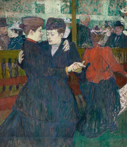 Deux femmes dansant au Moulin-Rouge
