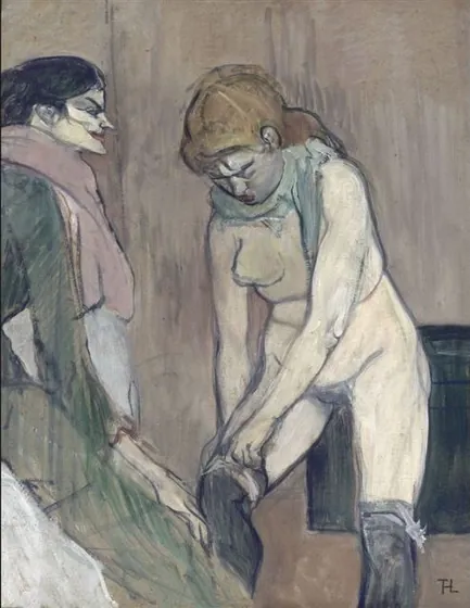 Femme tirant son bas