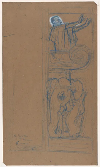 Preliminary Design for the Playbill to "Le Chariot de Terre Cuite"
