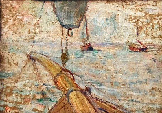 Vue du bassin d'Arcachon prise de l'avant du yacht COCORICO