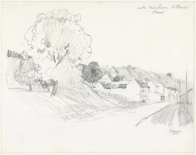 Casas à beira da estrada entre Meulan e Vaux