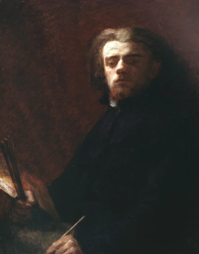 Autorretrato sentado, con la paleta en la mano, Henri Fantin-Latour